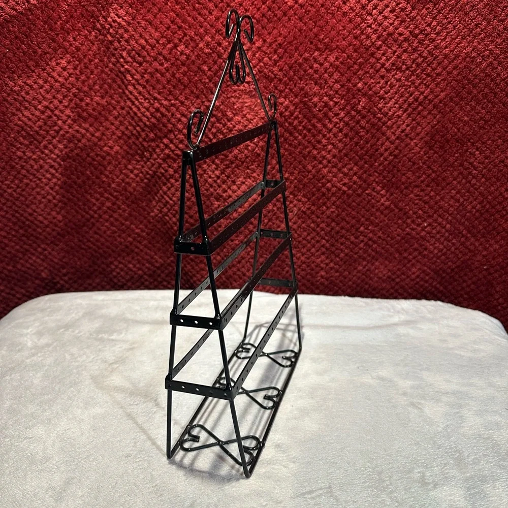 4 Layer, Double-side Earring Holder Stand. Holds Necklaces&56 Pairs Of Earrings